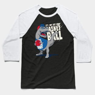 Dinosaur Playing Basketball Baseball T-Shirt